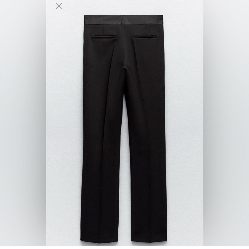 CONTRASTING SATIN EFFECT WAIST DETAIL PANTSBLACK 0/2290/507/800 - Picture 2 of 5